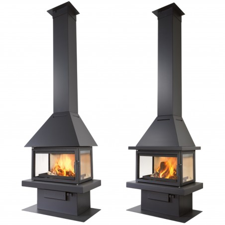 Chimenea frontal con campana de formato tradicional / rustico